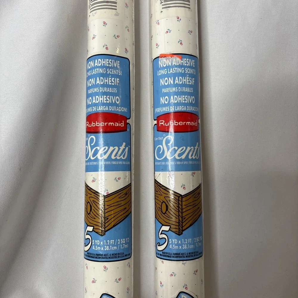 2 Vintage Rubbermaid Scents Contact Paper Baby Powder 5 YardsX1.2 Feet 1996 NEW‎